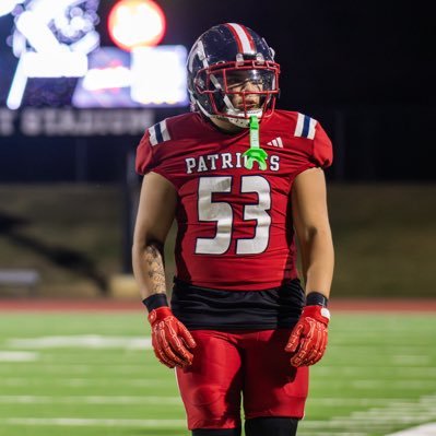 David Galarza wearing Northside Patriots number 53